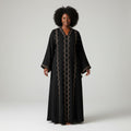 Black Gold Vine Embroidered Abaya
