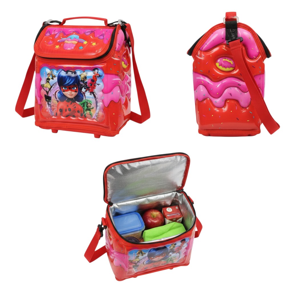 Red Miraculous Ladybug 3D Wheeled Hard-Shell Kids Lunch Box