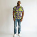 Purple & Neon Yellow Abstract Swirl All-Over Print Tee