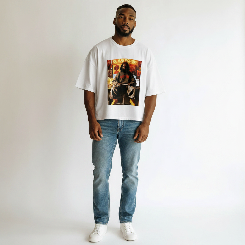 Men's Culture Posters Graphic Oversized Tee