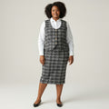Plaid Check Waistcoat & Pencil Skirt Co-ord – Navy