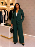 Women's Forest Green Two-Piece Blazer Suit Set