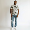 Men's White Camo Script All-Over Print Oversized Tee
