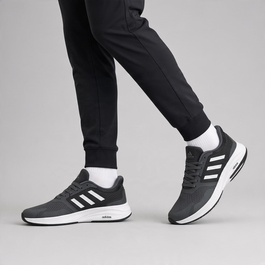 Men’s Charcoal Grey Mesh Sneakers with White Soles