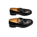 Polished Black Metal-Detail Loafers