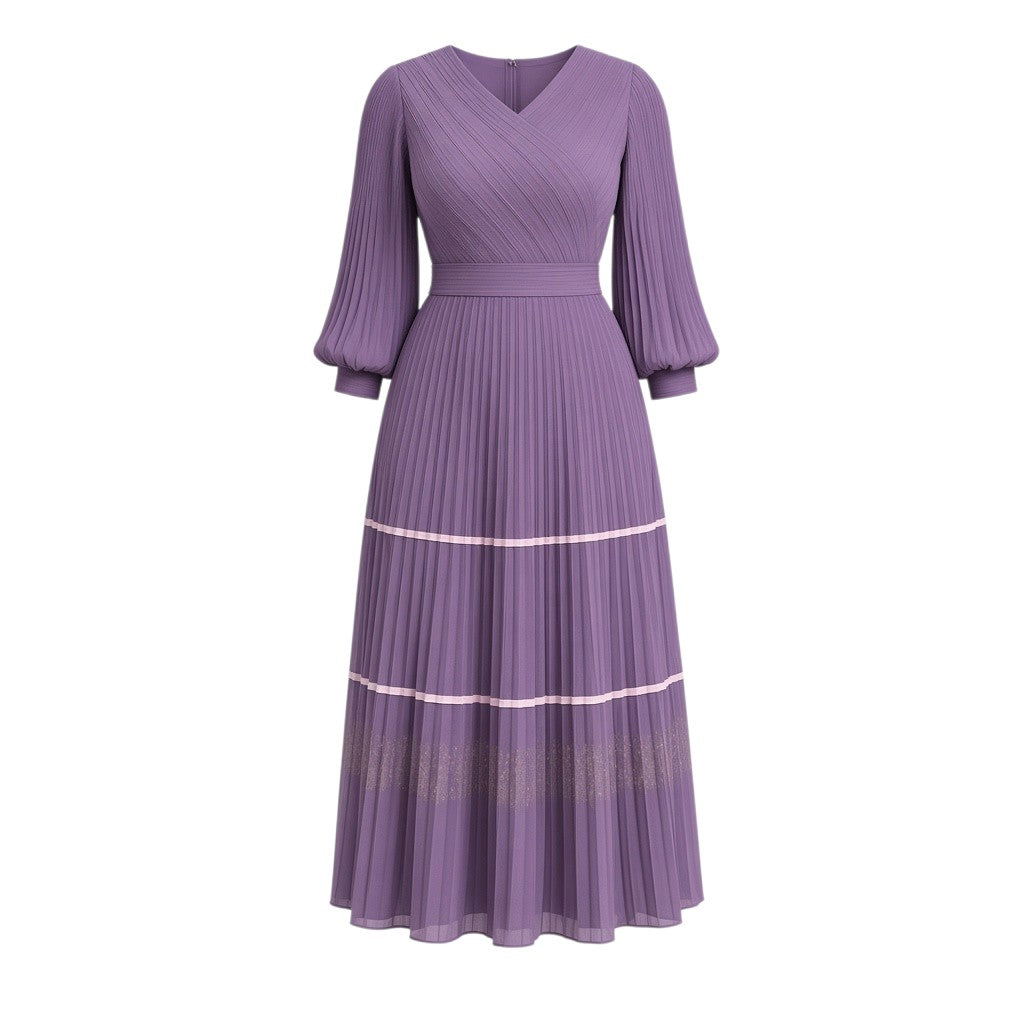 Lavender Pleated Shimmer Maxi Gown