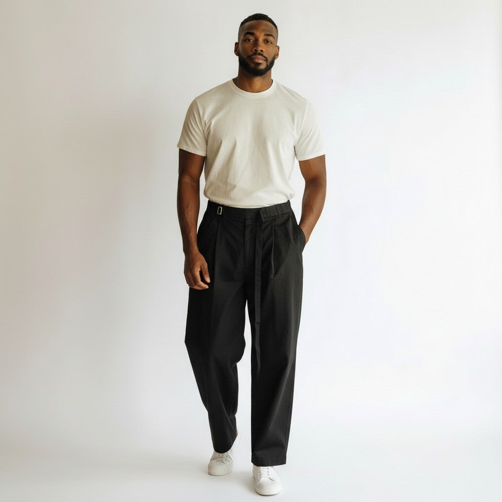 Black Gurkha Relaxed Pleated Trousers
