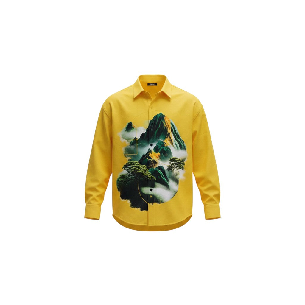 Men's Yellow Mountain Graphic Long-Sleeve Shirt