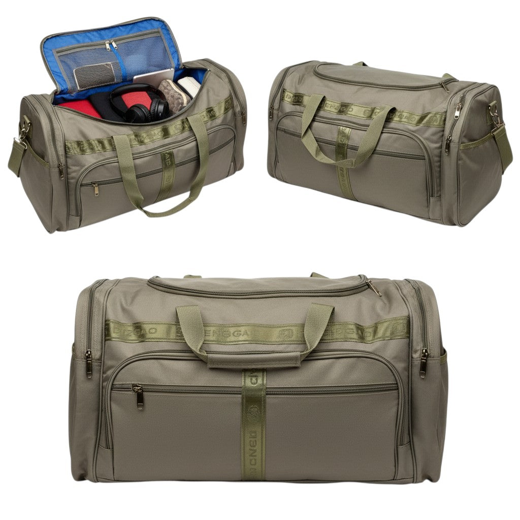 Olive Green Large Multi-Pocket Duffel Travel Bag