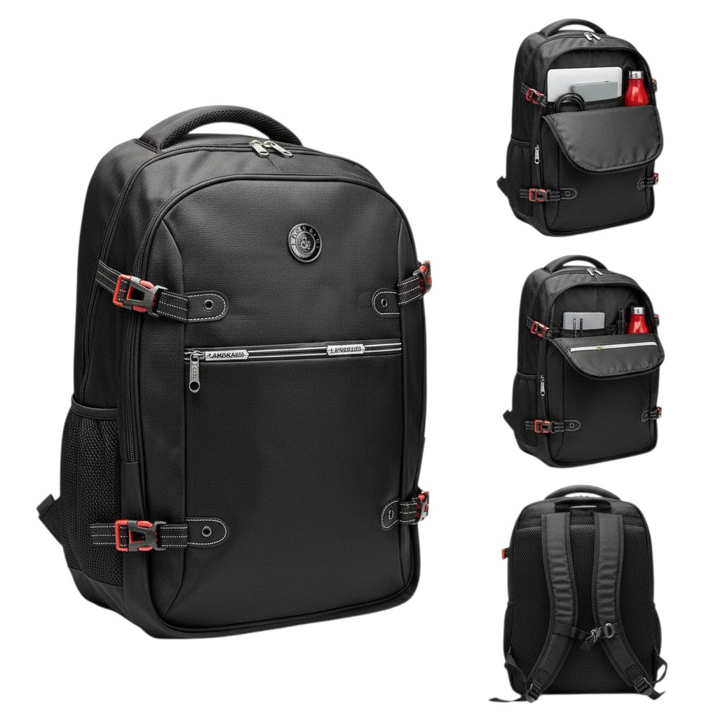 Black Tactical Clip Buckle Unisex School Backpack