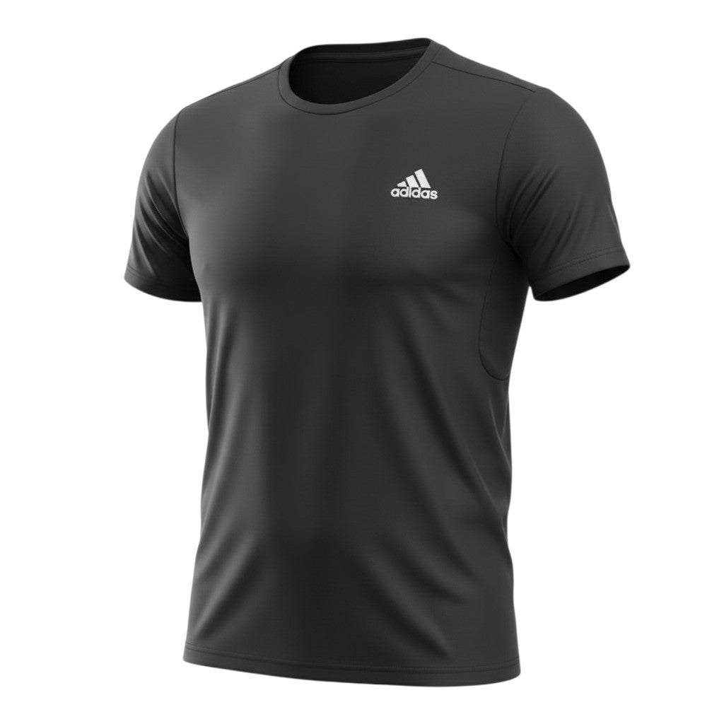 Men's Dark Charcoal Mock Neck Sports Performance T-Shirt
