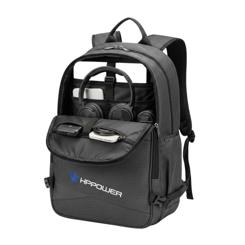 Dark Grey Melange Slash Pocket Unisex School Backpack