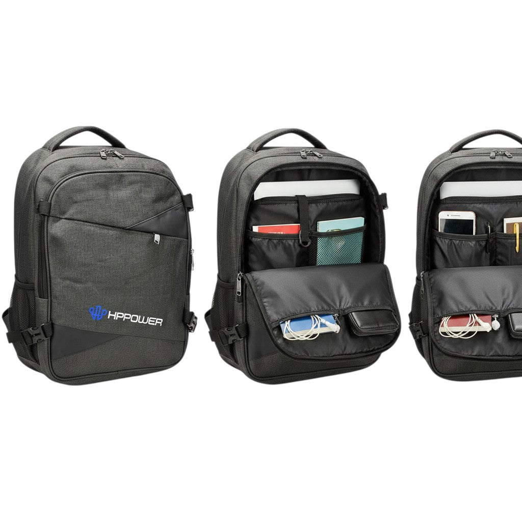 Dark Grey Melange Slash Pocket Unisex School Backpack