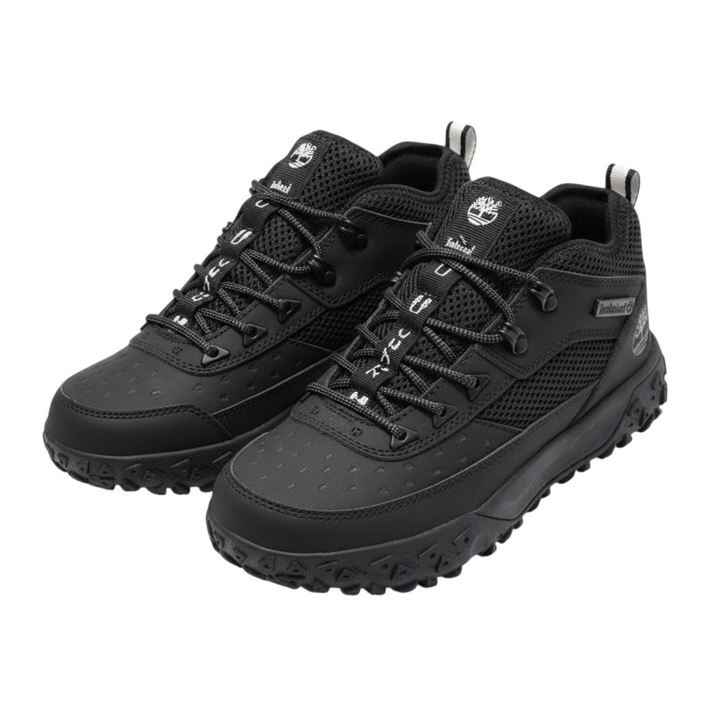 Men's All-Black Mid-Top Hiking Sneaker Boots