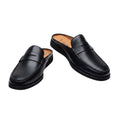 Navy Blue/Black Smooth Leather Penny Mule