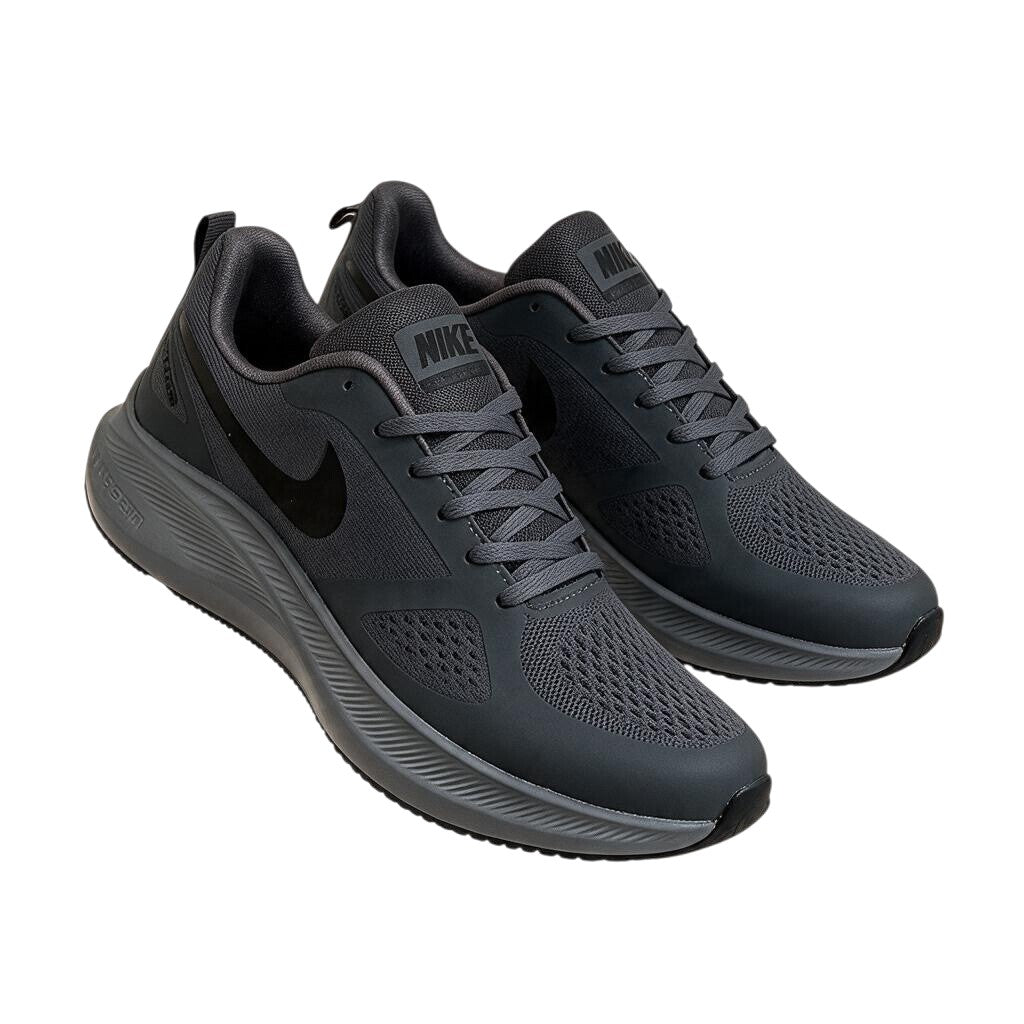 Men’s Charcoal Mesh Sneakers with Ribbed Grey Soles