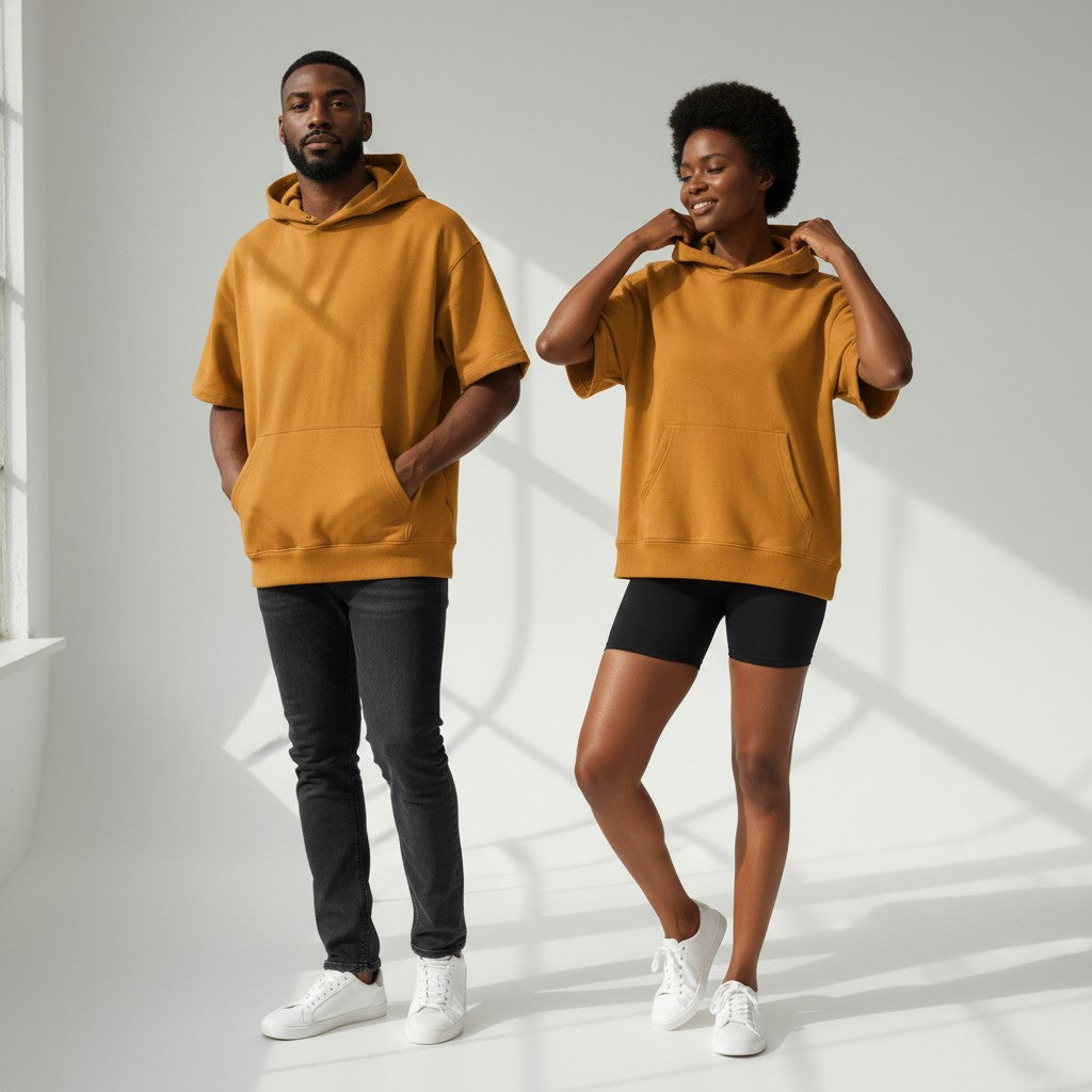 Plain Short-Sleeve Hoodie