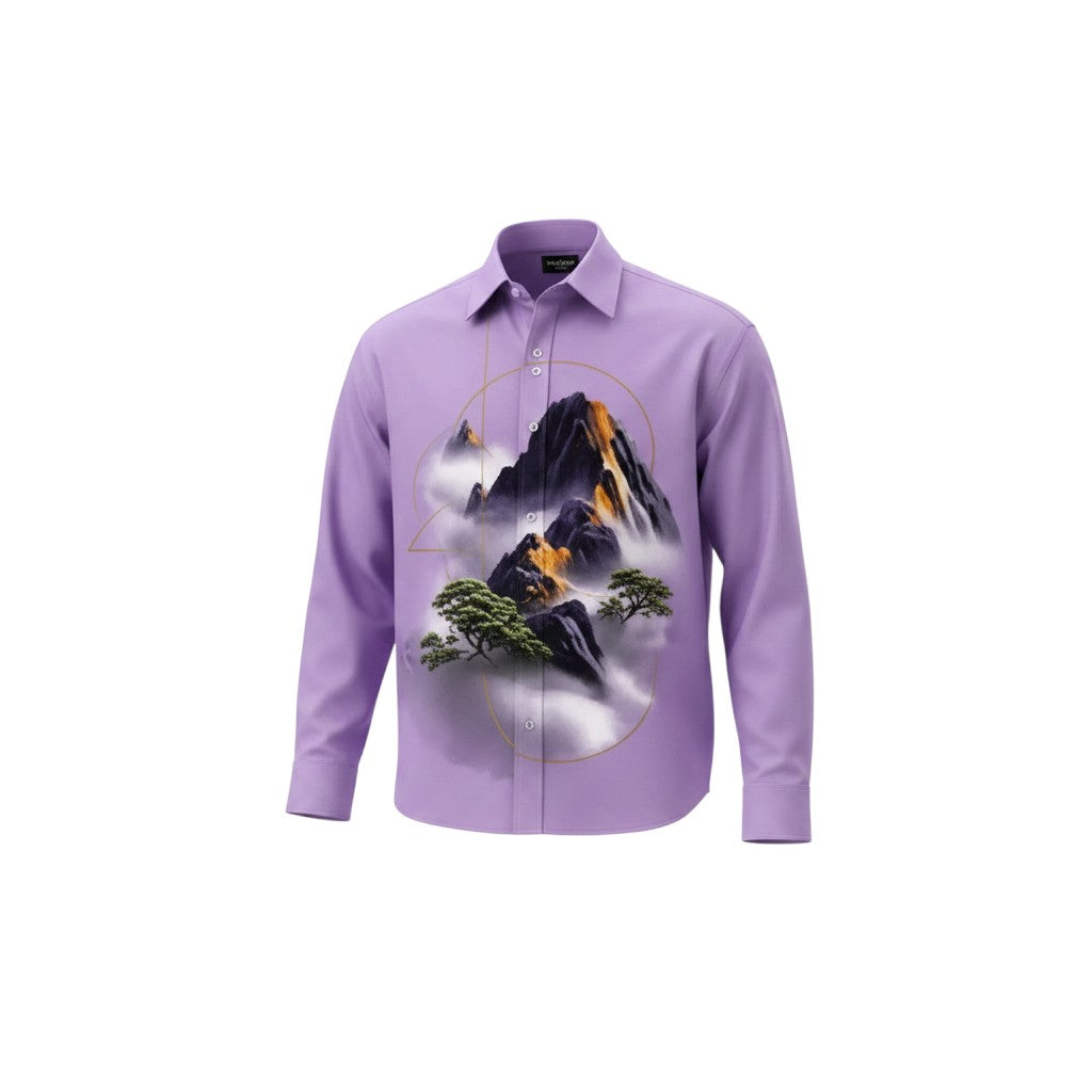 Men's Purple Mountain Graphic Long-Sleeve Shirt
