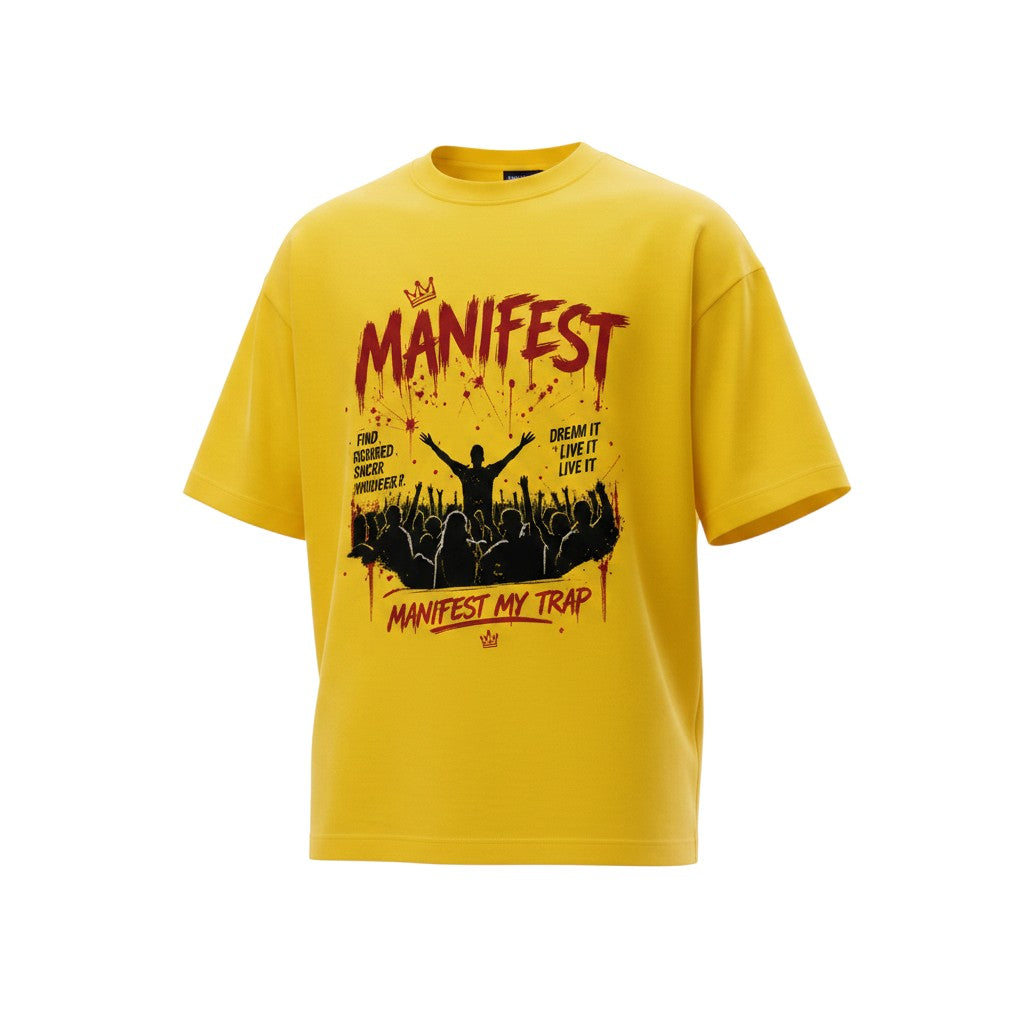Men's Yellow Manifest Graphic Oversized T-Shirt