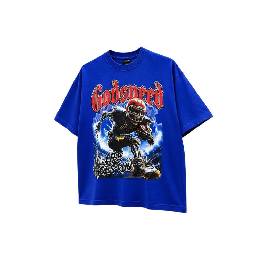 Men's Royal Blue Football Graphic Statement Oversized Tee