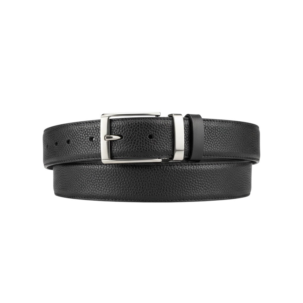 Black Stingray Grain Leather Gunmetal Buckle Belt Men's