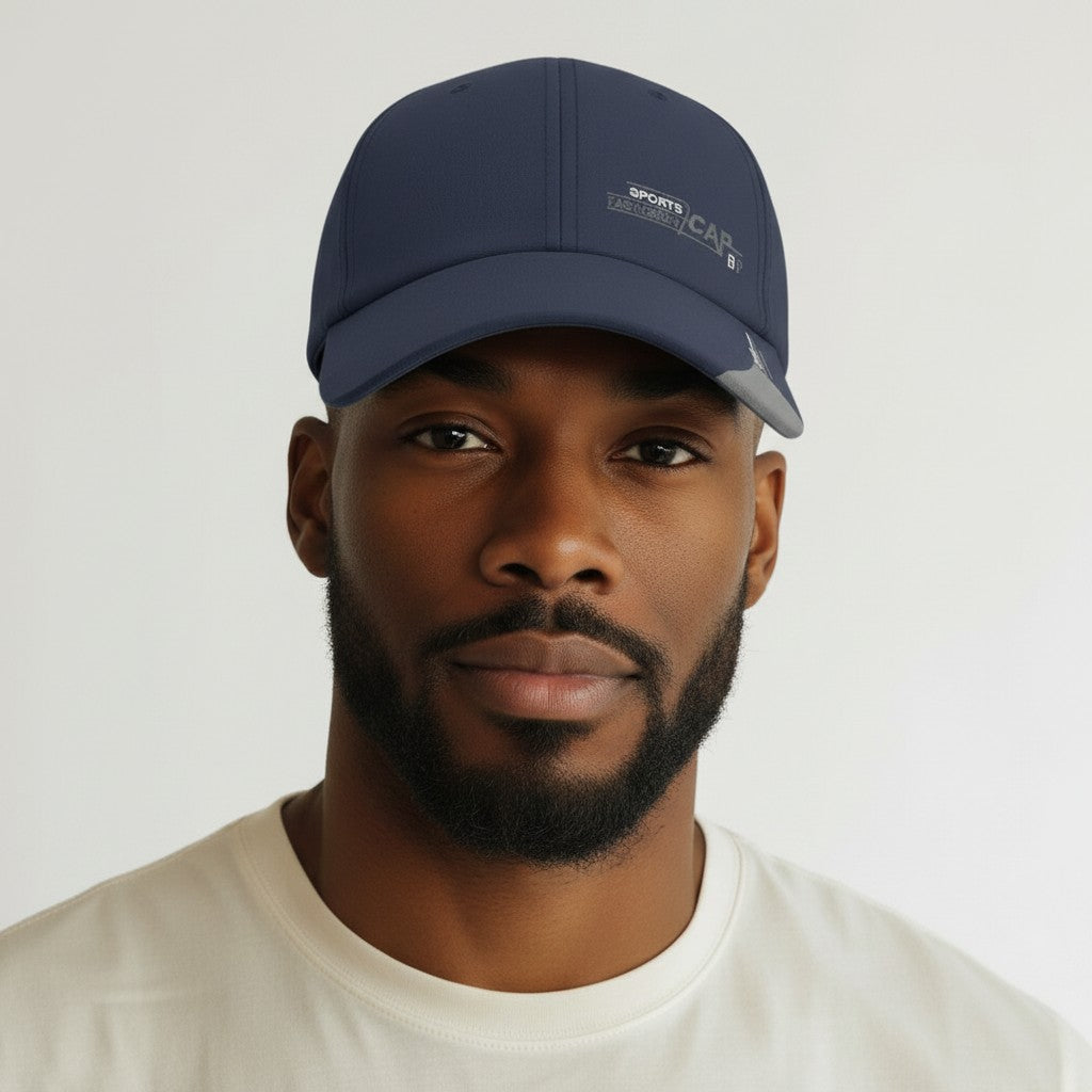 Navy Blue Grey Panel Sports Dad Cap