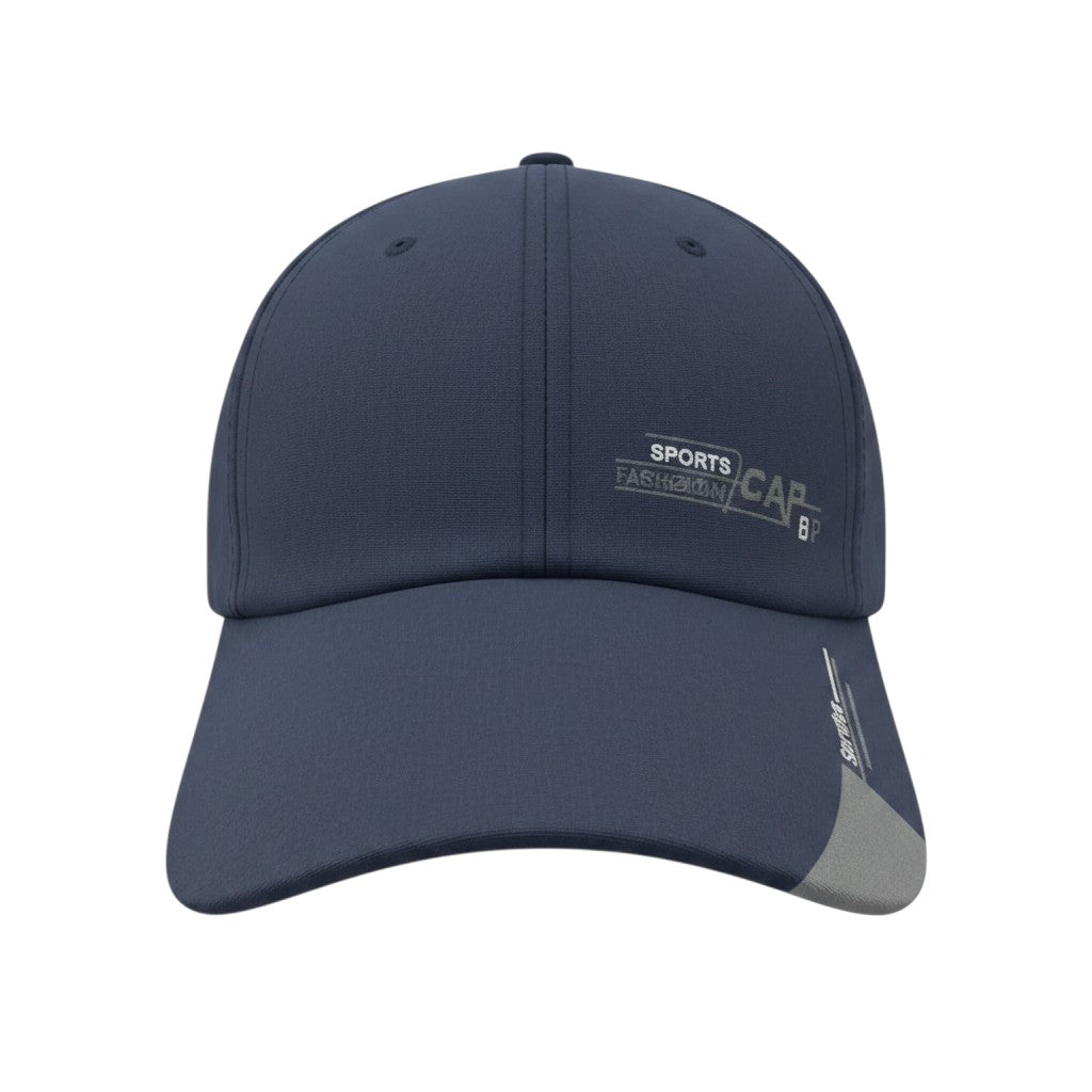 Navy Blue Grey Panel Sports Dad Cap