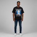 Men's Black Legacy Gothic Lightning Graphic Oversized Tee