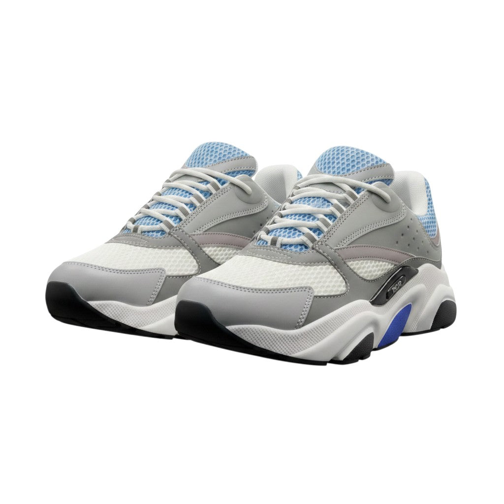 Grey Blue Sculpted Chunky Low-Top Sneakers
