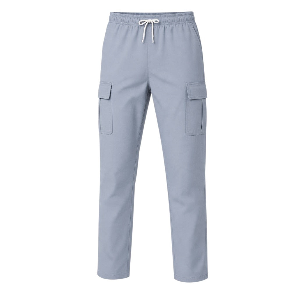 Light Grey Straight-Leg Cargo Trousers
