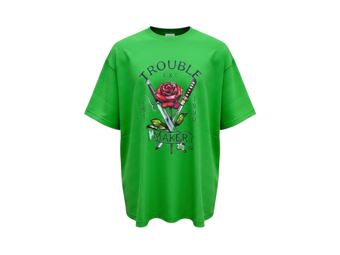 Trouble Maker Rose Graphic Tee – Green