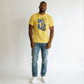 Men's Yellow Anime Graphic Oversized T-Shirt