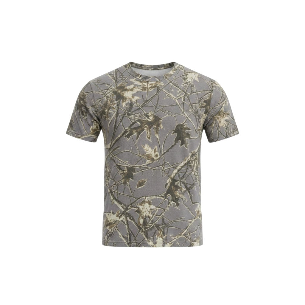 Woodland Camo Round Neck Tee – Grey