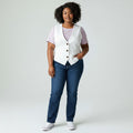 Women's White Button-Front Structured Waistcoat