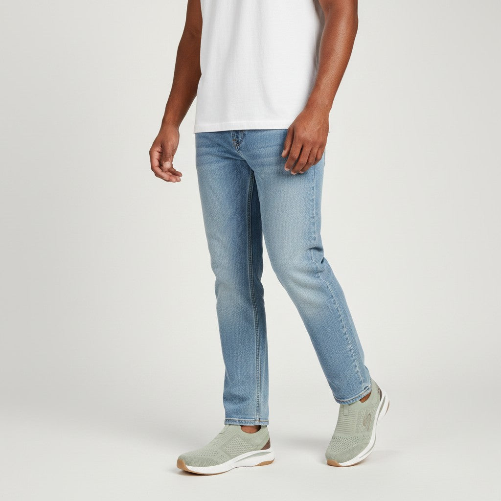 Men's Olive Green Knit Slip-On Sneakers with White Sole