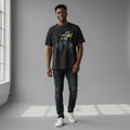 Men's Black Oversized Graphic Tee – Abstract Motion Print