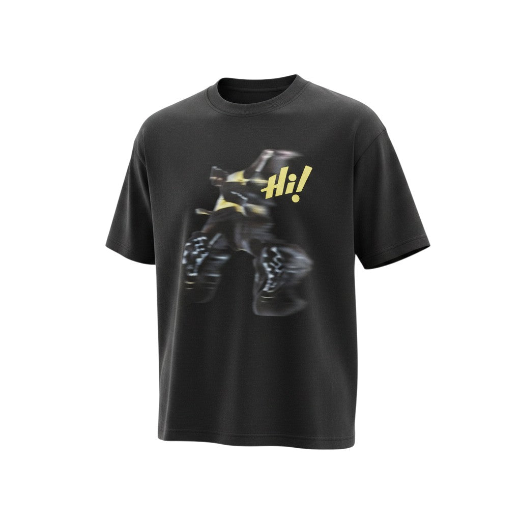Men's Black Oversized Graphic Tee – Abstract Motion Print