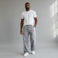 Men's Grey Wide-Leg Geometric Print Joggers