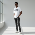 Men's White Oversized Graphic Tee – Chain Logo Print