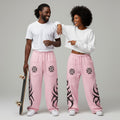 Pink Tribal Flame Wide-Leg Joggers