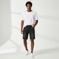 Men's Black Lightly Distressed Denim Shorts