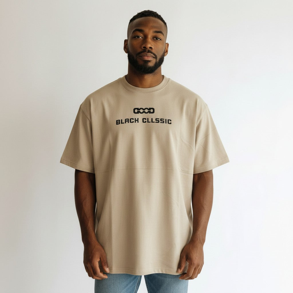 Black Classic Graphic Tee – Sand