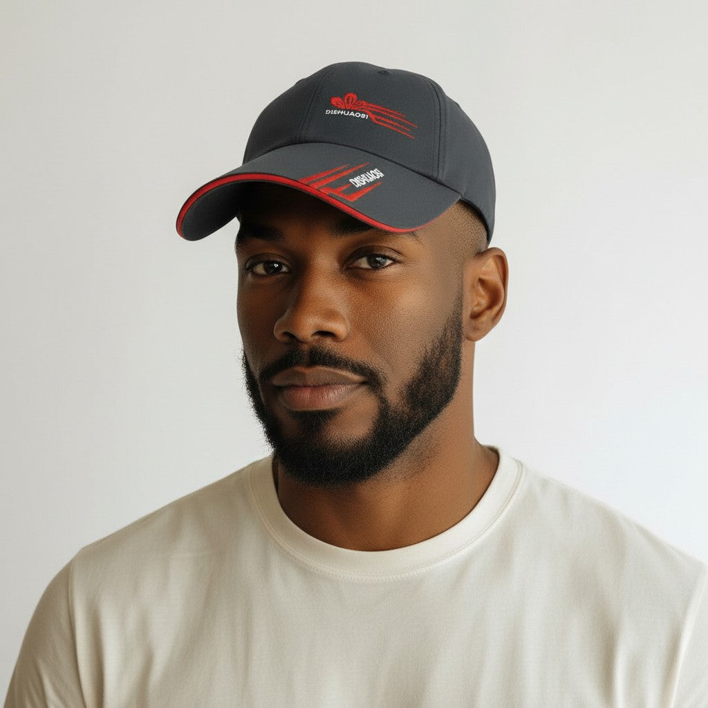 Navy Blue Red Graphic Print Dad Cap