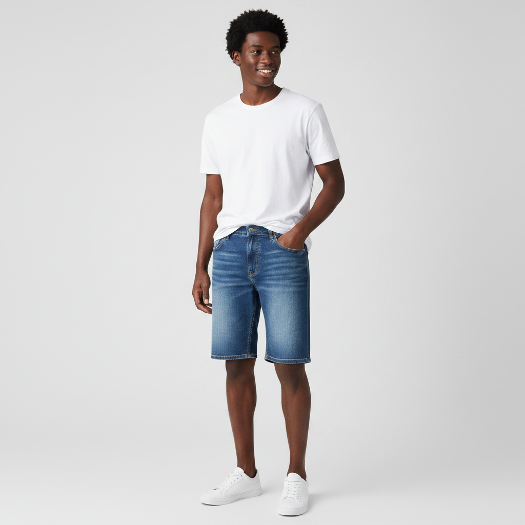Men's Dark Indigo Denim Shorts – Classic 5-Pocket Cut