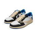 Men's White Black & Blue Colour-Block Low-Top Sneakers