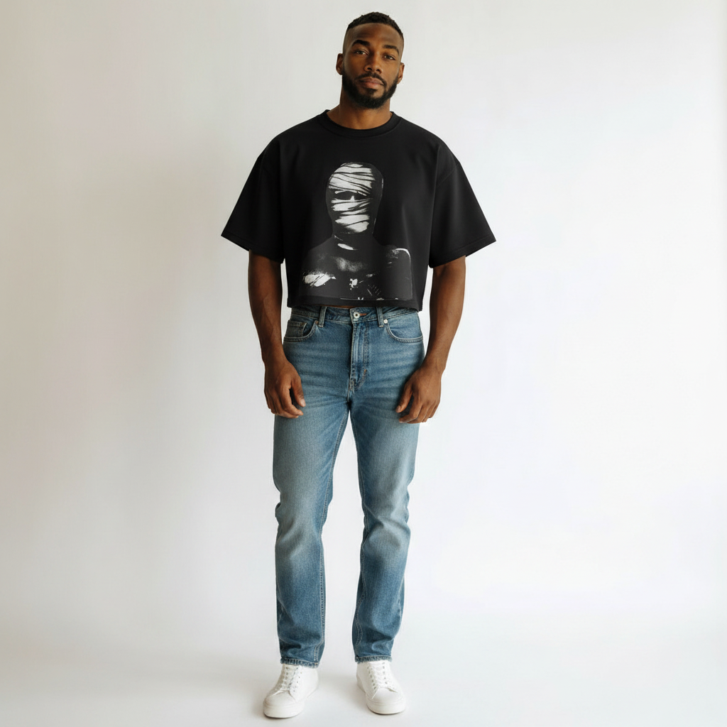 Men's Black Pronto Studios Graphic Oversized T-Shirt