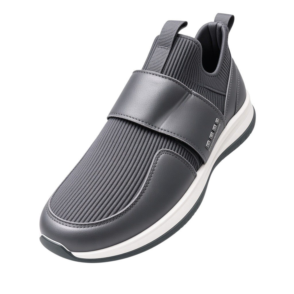 Grey Ribbed Strap Slip-On Sneaker