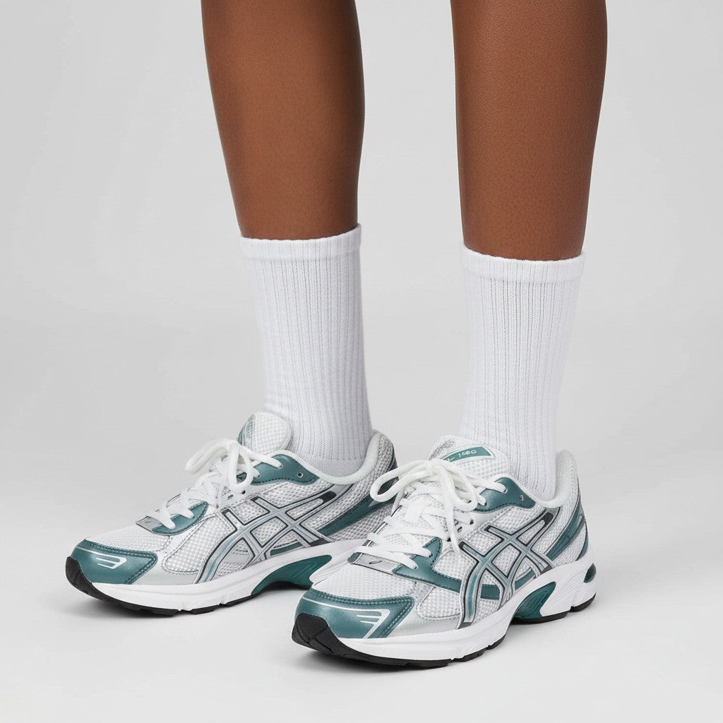 Men's White & Teal Retro Gel Running Sneakers