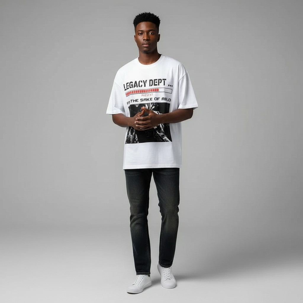 Men's White Legacy Dept Worldwide 2026 Graphic Oversized Tee