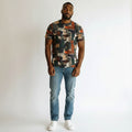 Men's Patchwork Graphic Print Oversized Round Neck Tee